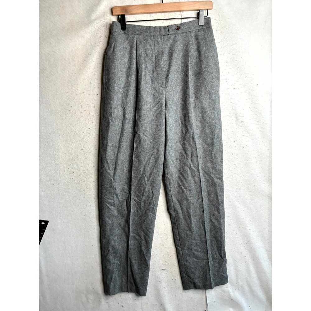 Russ Dress Pants Womens 12 Gray Wool Regular Fit Pleated Slash Pockets Outdoor